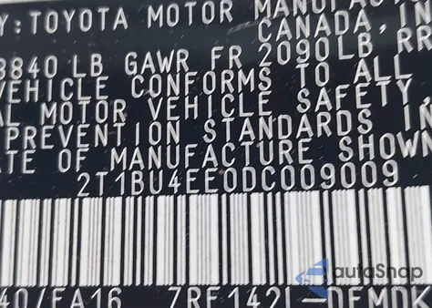 2013 Toyota Corolla L из США, поврежденный, VIN 2T1BU4EE0DC009009